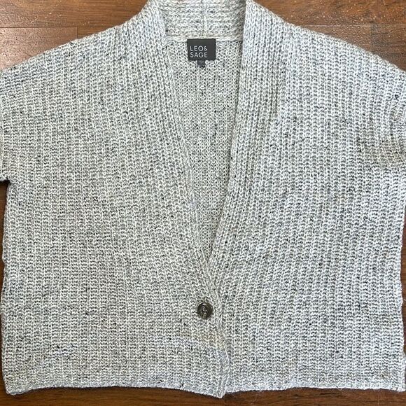 Leo & sage one button gray sweater cardigan oversized wool mohair size large - Picture 13 of 13
